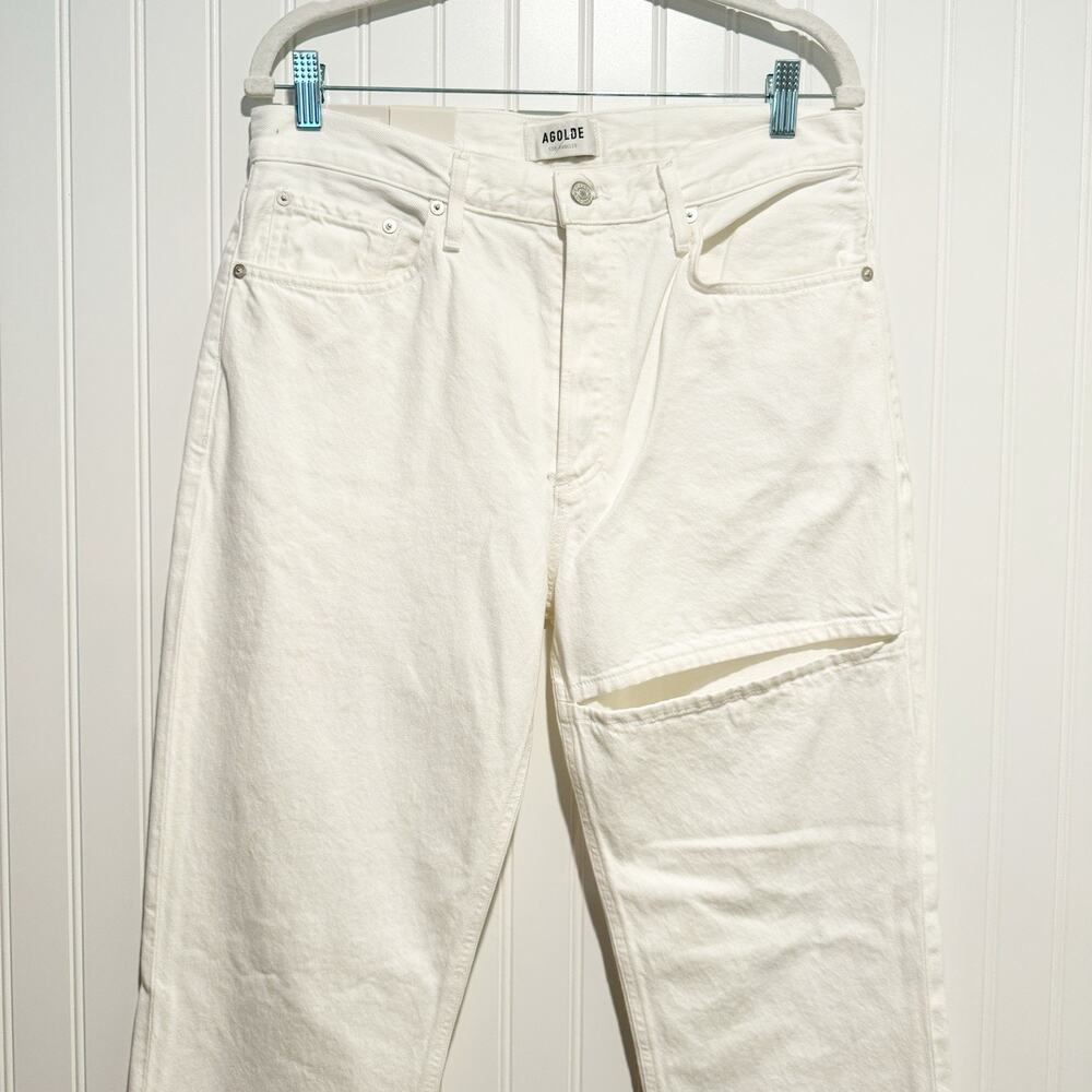 Agolde Lana Slice Jeans Mid Rise Vintage Straight White Denim NEW Size 29 - Picture 3 of 12